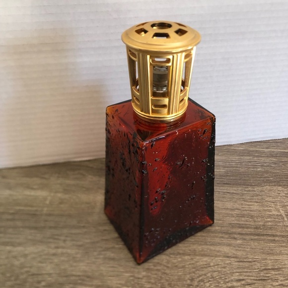 1950s Amber Glass Fragrance Lamp with Gold Top - Picture 6 of 15